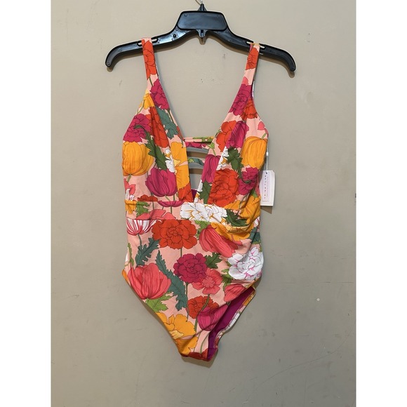 Trina Turk Other - NWT Trina Turk Sunny Bloom Plunge One Piece Swimsuit Floral Size 14
